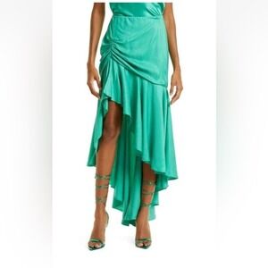CAMI NYC 'Bronte'‎ Asymmetric Ruffle High-Low Skirt, Turquoise Green Sz 00 Fairy